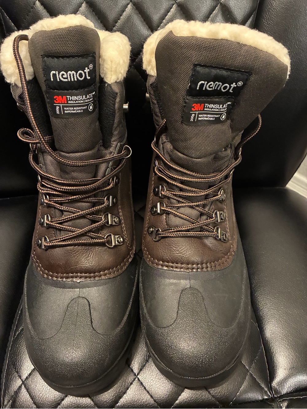 Riemot Men's Brown Waterproof Winter Boots with 3M Thinsulate Size 10 NWOB
